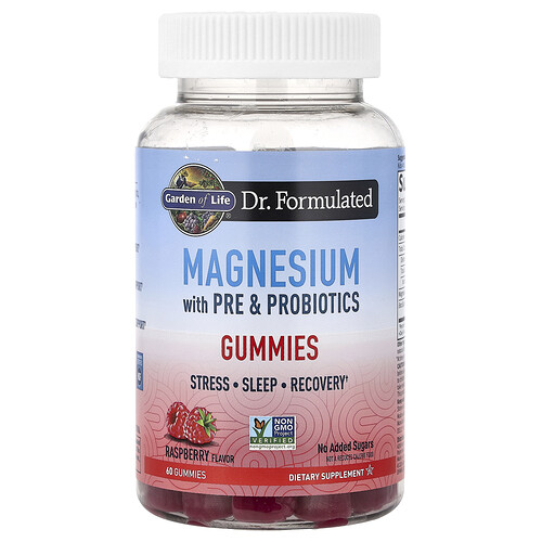 Garden Of Life Magnesium with Pre & Probiotics Gummies, Raspberry, 60 Gummies