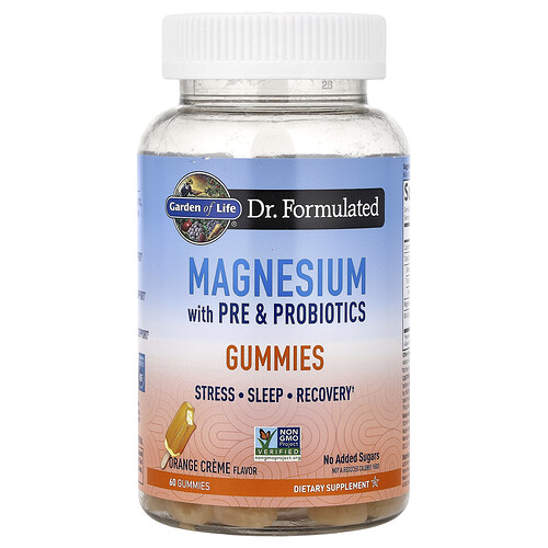 Garden Of Life Magnesium with Pre & Probiotics Gummies, Orange Creme, 60 Gummies