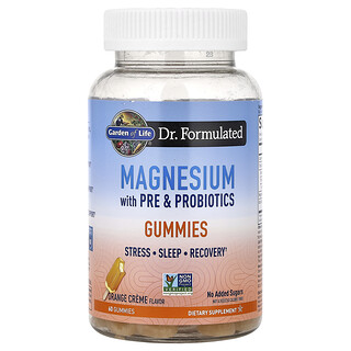 Garden of Life, Gomitas de magnesio con pre y probióticos, Crema de naranja`` 60 gomitas