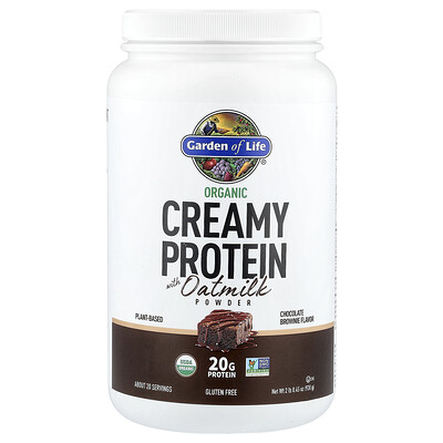 Product Image for Garden of Life, Organic Creamy Protein with Oatmilk Powder, Chocolate Brownie, 2 lb 0.45 oz (920 g)