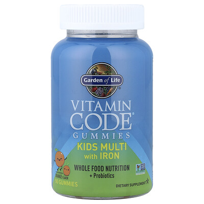 Product Image for Garden of Life, Vitamin Code Gummies, Kids Multi with Iron, Orange, 90 Gummies