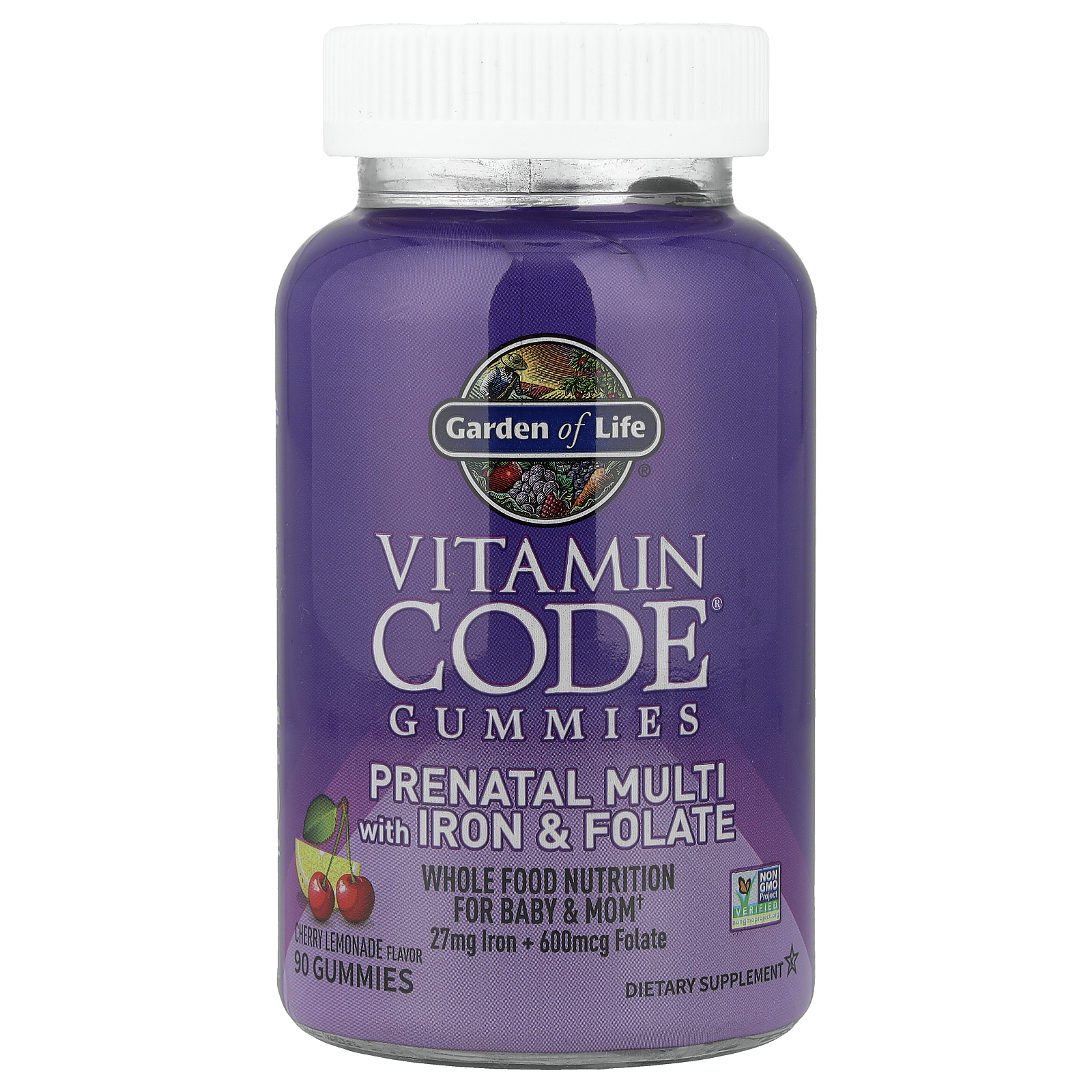 Garden of Life (가든오브라이프), Vitamin Code® 구미젤리, 철분 및 엽산 함유 임산부용 멀티, 체리 레모네이드 맛, 구미젤리 90개
