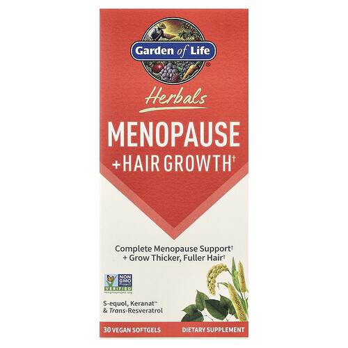 Garden Of Life Herbals, Menopause + Hair Growth, Berry, 30 Vegan Softgels