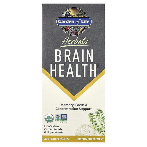 Garden of Life, Herbals, Salud cerebral, Menta, 30 cápsulas veganas