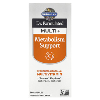 Garden of Life, Dr. Formulerad Multi+, ämnesomsättningsstöd, 30 kapslar