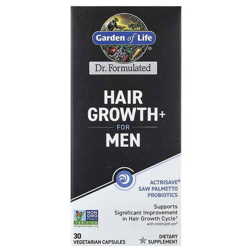 Garden of Life, Hair Growth+ für Männer, 30 pflanzliche Kapseln