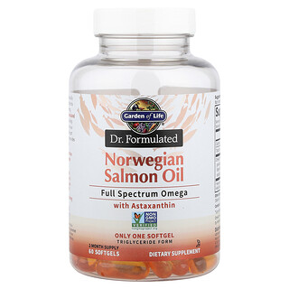 Garden of Life, Minyak Salmon Norwegia, 60 Kapsul Gel Lunak (1.000 mg per Kapsul Gel Lunak)