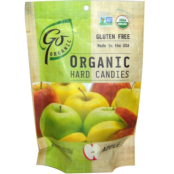 Go Organic, Органические леденцы, со вкусом яблока, 3.5 унций (100 г)