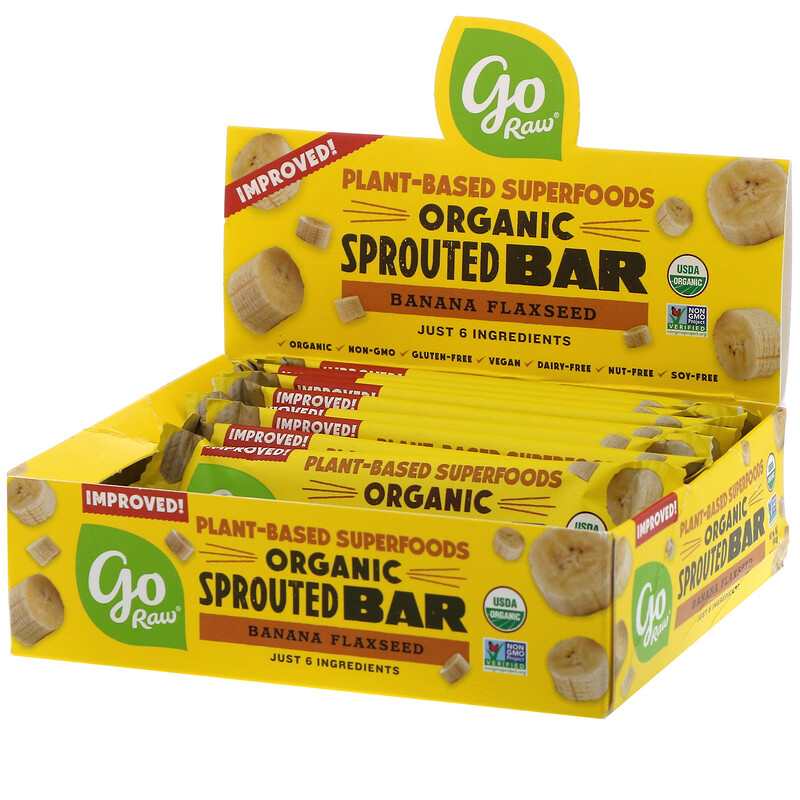Go Raw, Organic Sprouted Bar, Banana Flaxseed , 10 Bars, 0.4 oz (11 g