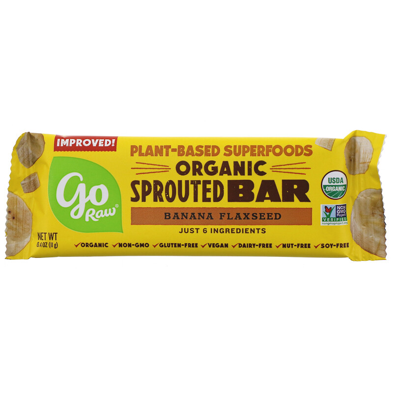 Go Raw, Organic Sprouted Bar, Banana Flaxseed , 10 Bars, 0.4 oz (11 g