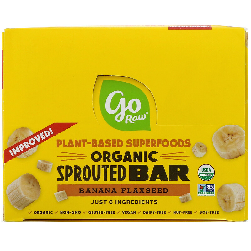 Go Raw, Organic Sprouted Bar, Banana Flaxseed , 10 Bars, 0.4 oz (11 g