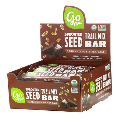 Go Raw Sprouted Seed Trail Mix Bar, Dark Chocolate Sea Salt, 12 Bars, 1.2 oz(34 g) Each