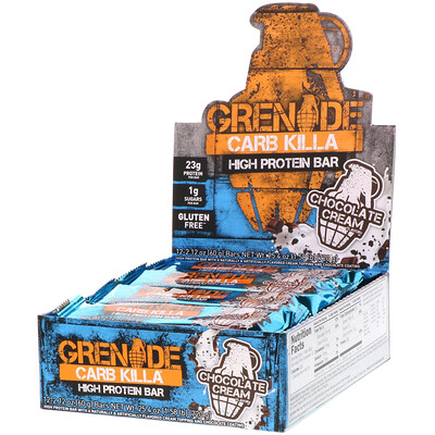 Grenade Carb Killa, High Protein Bar, Chocolate Cream, 12 Bars, 2.12 oz (60 g) Each