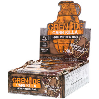 Grenade, Carb Killa, Протеиновые батончики с хрустящей начинкой с шоколадом, 12 батончиков, по 2,12 унции (60 г) каждый