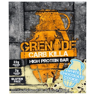 Grenade, Carb Killa Bars, White Chocolate Cookie, 12 Bars, 2.12 oz (60 g) Each