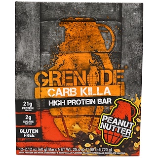 Grenade, Carb Killa Bars, Peanut Nutter, 12 Bars, 2.12 oz (60 g) Each