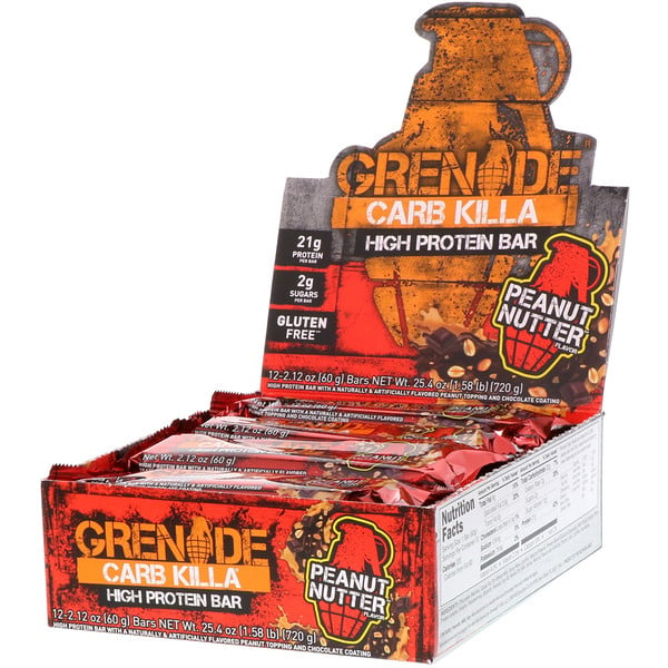 Grenade, Carb Killa, батончики с высоким содержанием белка, арахисовый орех, 12 батончиков, 60 г (2,12 унции)