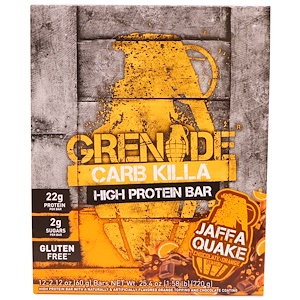 Отзывы о Гринэйд, Carb Killa, High Protein Bar, Jaffa Quake Chocolate Orange, 12 Bars, 2.12 oz (60 g) Each