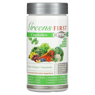 Greens First, المغذيات النباتية والأطعمة فائقة القيمة الغذائية المضادة للأكسدة من PRO، 180 كبسولة