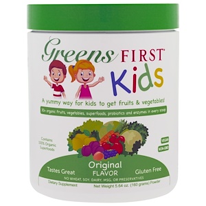 Greens First, Для детей, Коктейль с антиоксидантами и суперфудами, Оригинальный вкус, 5,64 унции (160 г)