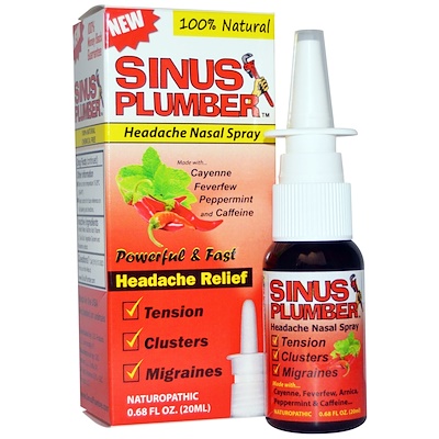 

Sinus Plumber, головная боль, назальный спрей, 0,68 жидких унций
