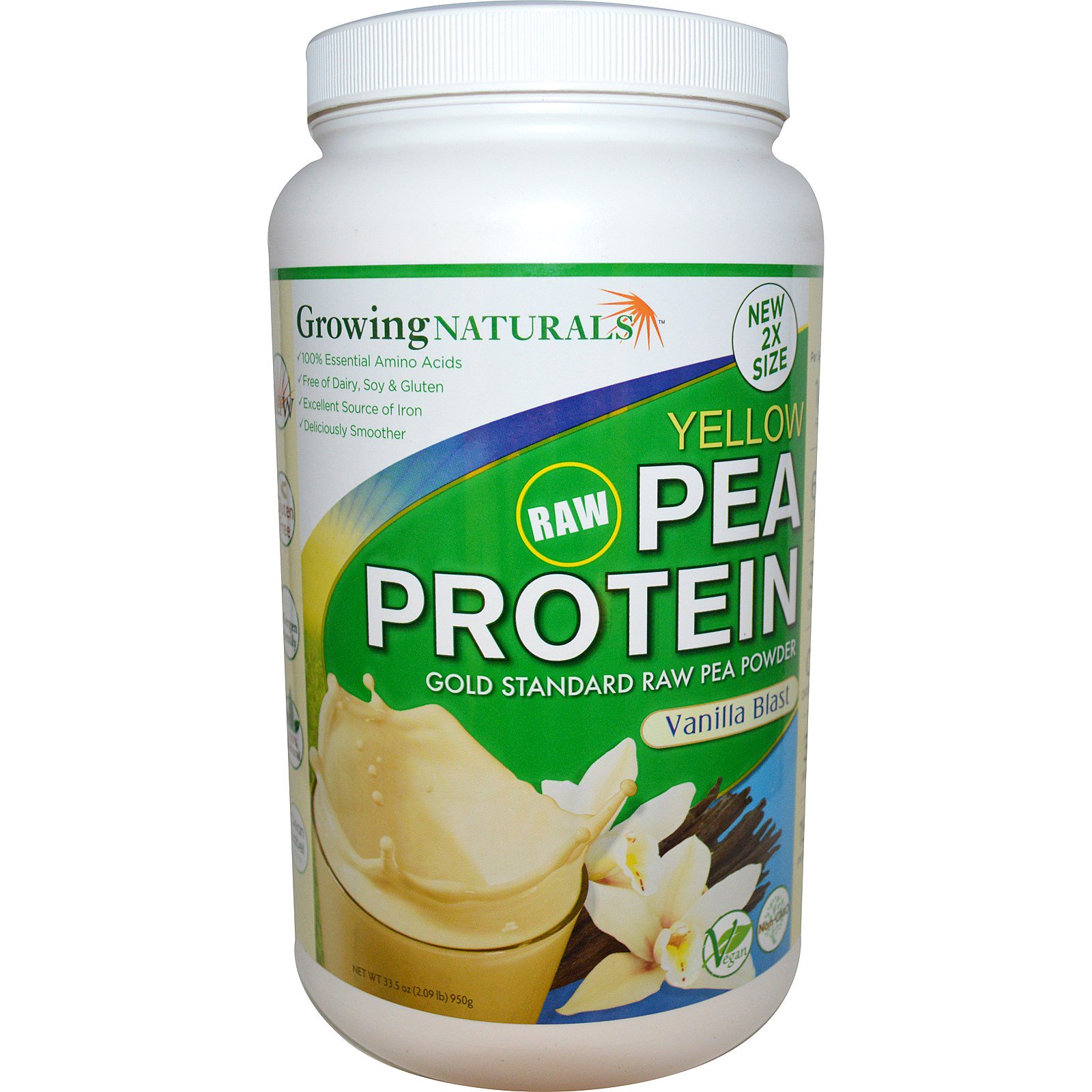 Growing Naturals Yellow Raw Pea Protein Vanilla Blast 335 Oz 950 G Iherb 8678