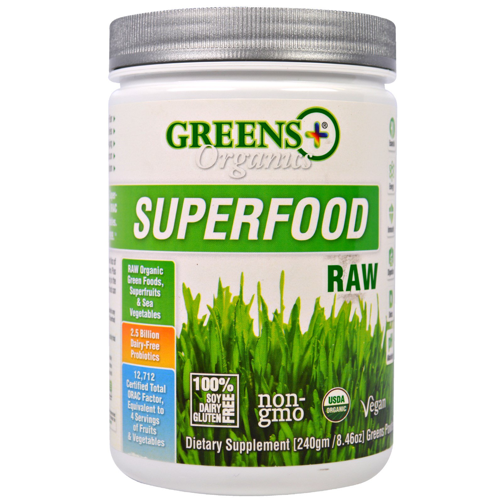 Greens Plus, Organics Superfood, Raw, 8.46 oz (240 g)
