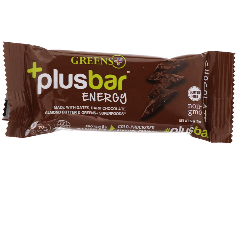 Greens Plus, Plusbar, Energy Chocolate, 12 Bars, 2 oz (59 g) Each iHerb