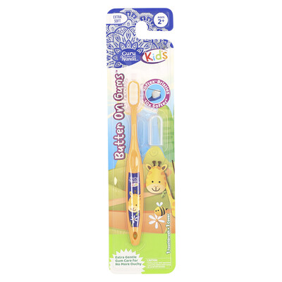 GuruNanda Kids Bristle Toothbrush Ages 2+ Extra Soft Giraffe 1 Toothbrush + 1...