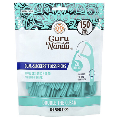 Product Image for GuruNanda, Dual-Slickers Floss Picks, 150 Floss Picks