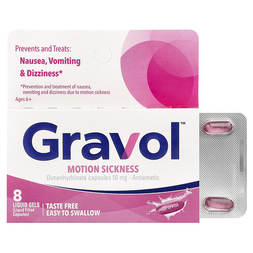 Gravol Gravol, Motion Sickness, Ages 6+, 50 mg, 8 Liquid Gels
