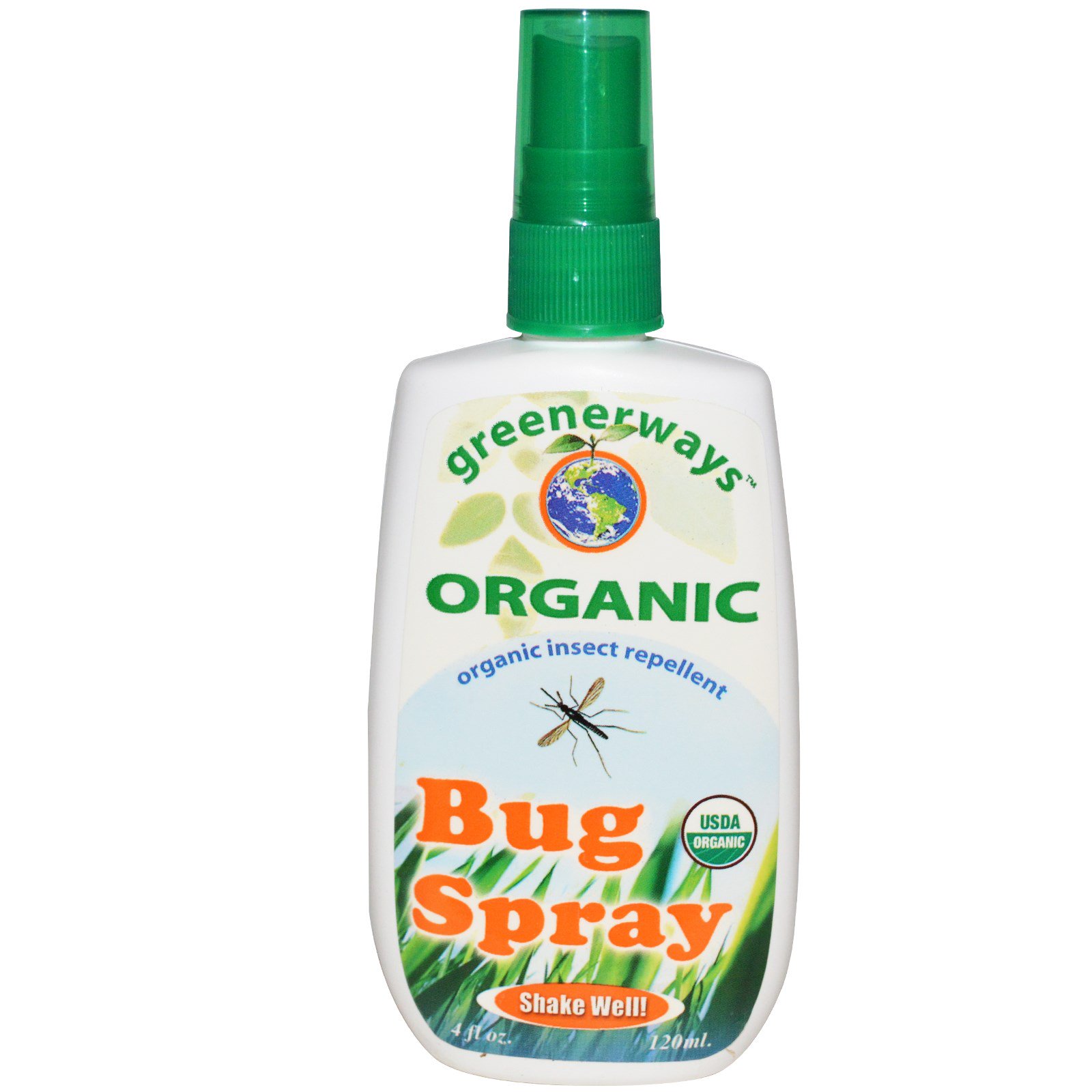 Greenerways, Bug Spray, Organic Insect Repellent, 4 fl oz (120 ml