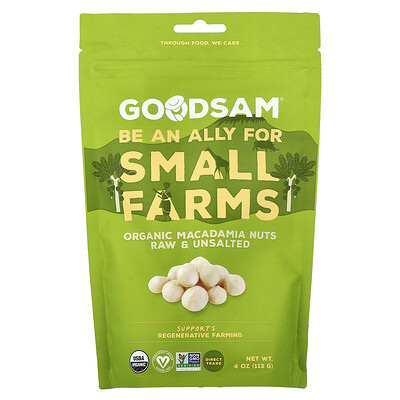 GoodSam, Nueces de macadamia orgánicas, Crudas y sin sal, 113 g (4 oz)