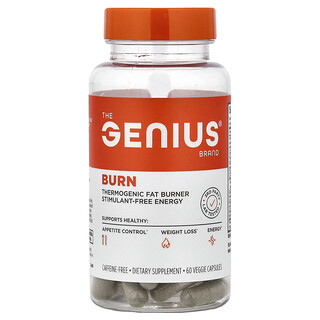 The Genius Brand, Burn, cafeïnevrij, 60 vegetarische capsules