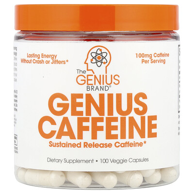 The Genius Brand, Cafeína Genius, 100 mg, 100 cápsulas vegetales