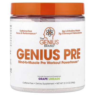 The Genius Brand, Genius Pre, Limonada de uva, 344 g (12,13 oz)