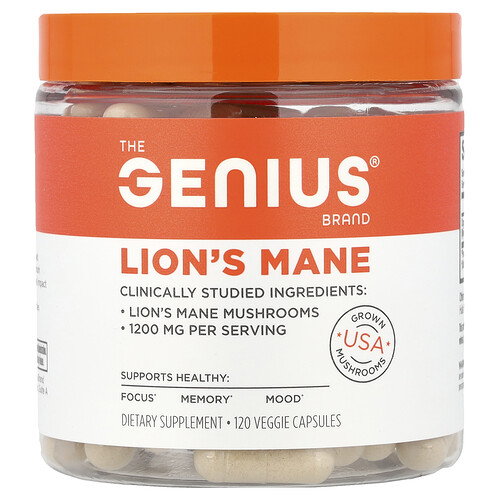 The Genius Brand, Lion's Mane, 120 Veggie Capsules (600 mg per Capsule)