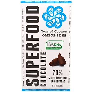 Купить Good Superfoods, "Шоколад-суперпродукт", шоколад с поджаренным кокосом и омега-3 DHA (докозагексаеновой кислотой), 1,75 унции (50 г)  на IHerb