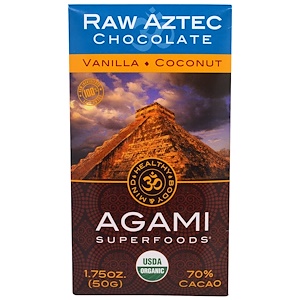 Good Superfoods, Органический сырой ацтекский шоколад из серии "Суперпродукты Агами", со вкусом ванили и кокоса, 1,75 унции (50 г)