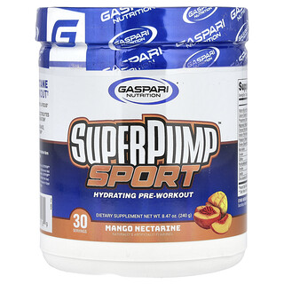 غاسباري نوتريشن‏, SuperPump ™ Sport ، مرطب لما قبل التمارين الرياضية ، نكتارين المانجو ، 8.47 أونصة (240 جم)