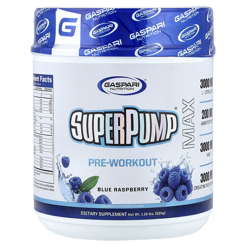 Gaspari Nutrition, SuperPump® Max, Pre-Workout, Blue Raspberry, 1.18 lbs (534 g)