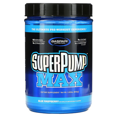 

Gaspari Nutrition SuperPump Max, синий малиновый лед, 640 г (1,41 фунта)