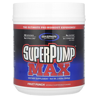 Gaspari Nutrition, SuperPump™ Max, Ponche de frutas, 640 g (1,41 lb)