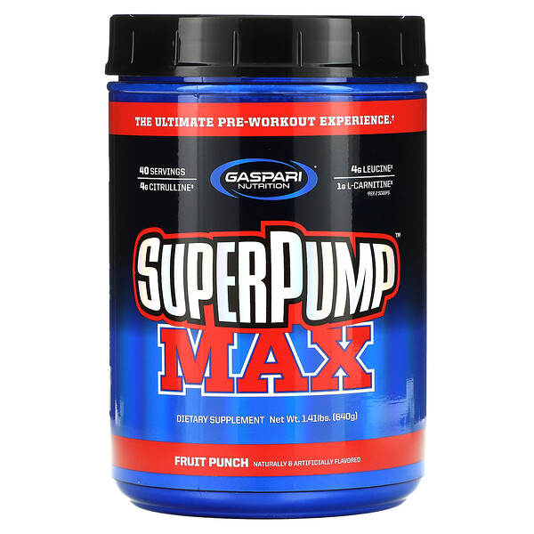 Gaspari Nutrition‏, SuperPump Max, בטעם פונץ‘ פירות, 640 גרם (1.41 ליברות)