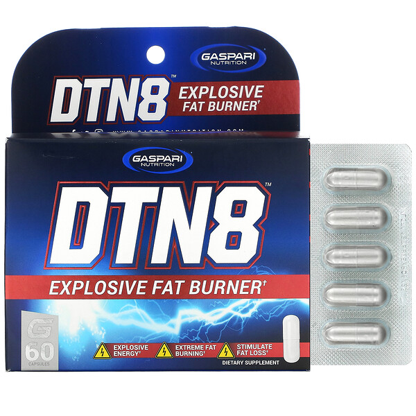 Gaspari Nutrition‏, DTN8, Explosive Fat Burner, תוסף לשריפת שומן, 60 כמוסות