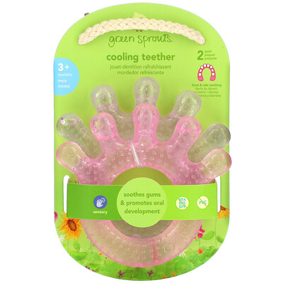 Green Sprouts Cooling Teether, 3+ Months, Pink, 2 Pack