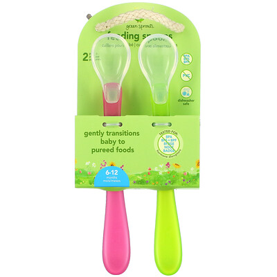 Green Sprouts Feeding Spoons, 6-12 Months, Pink, 2 Pack