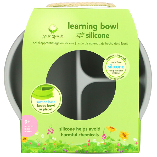 Green Sprouts‏, Learning Bowl, 9+ Months, Gray, 1 Bowl