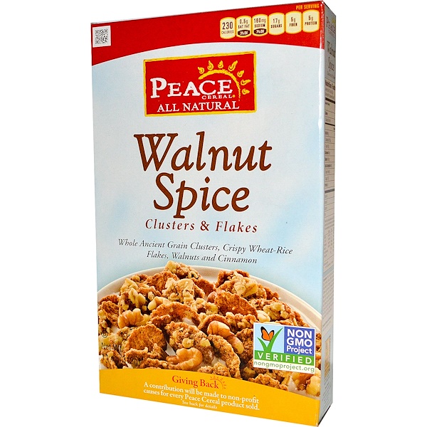 Peace Cereal, Peace Cereal, Clusters & Flakes, Walnut Spice, 11 oz (312 g) (Discontinued Item) 