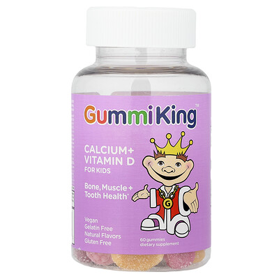 GummiKing, Calcio y vitamina D para niños, 60 gomitas